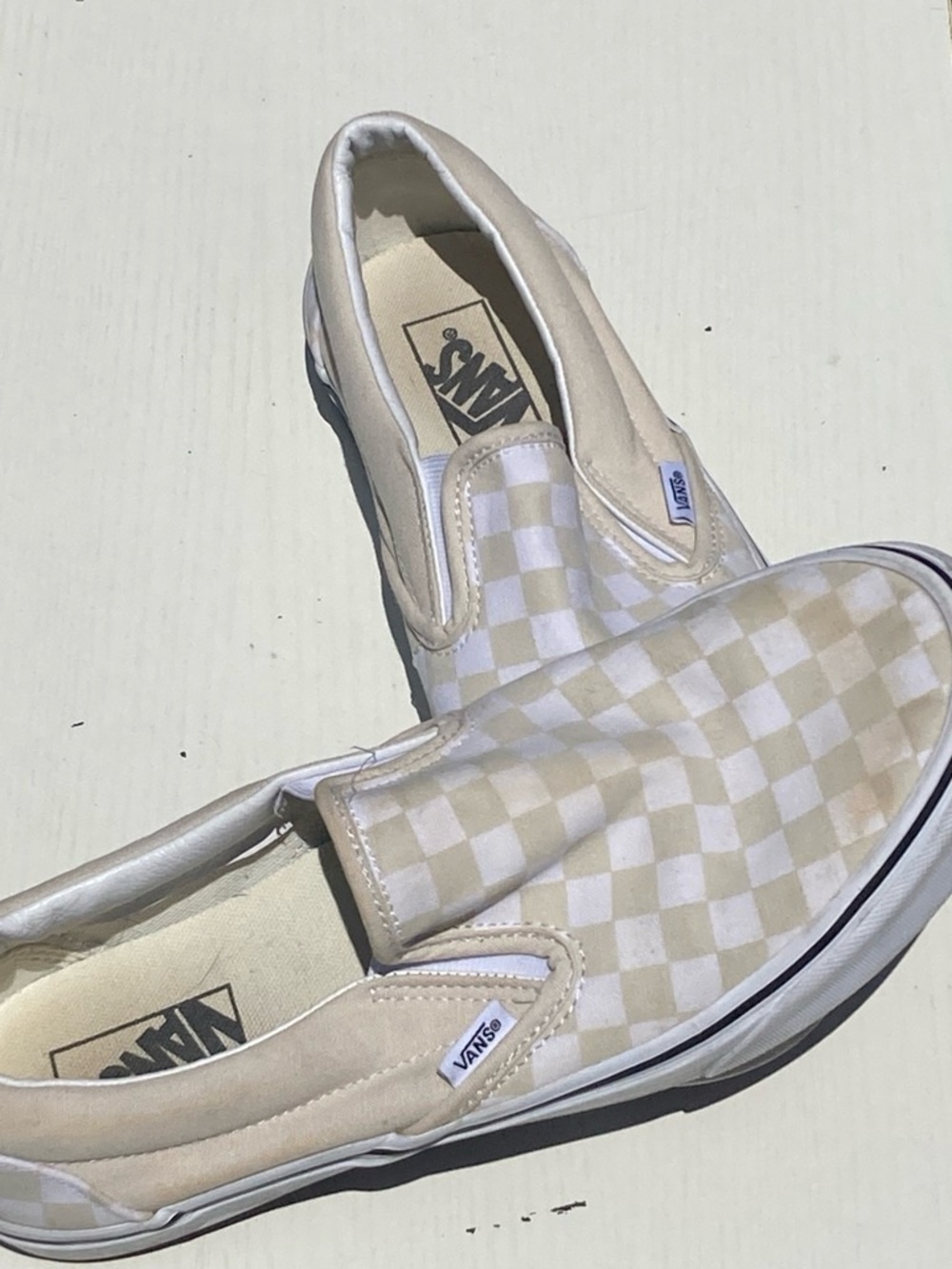 Vans Slip-On Checkerboard in Cream and White